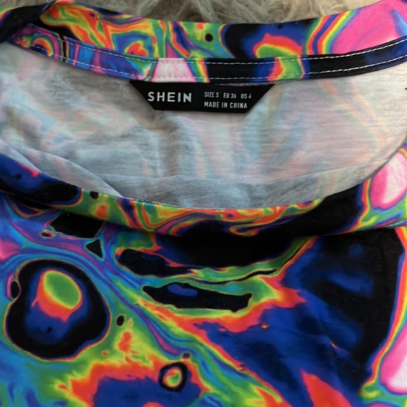 Rainbow Oil Spill Neon Crop Top - Picture 3 of 3